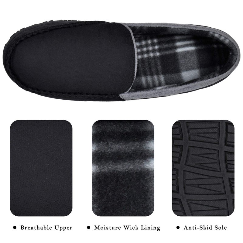 MIXIN Slippers for Men House Shoes Moccasin with Comfortable Memory Foam Indoor Outdoor black grey 13 - Image 5
